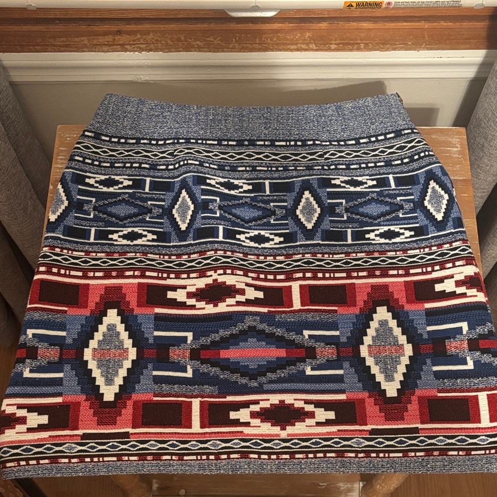 Karen Kane Geometric Blue and Red Pencil Skirt